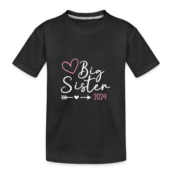 Ich werde große Schwester 2024 Herz Loading Süß - Kinder Premium Bio T-Shirt - Schwarz - Vorne