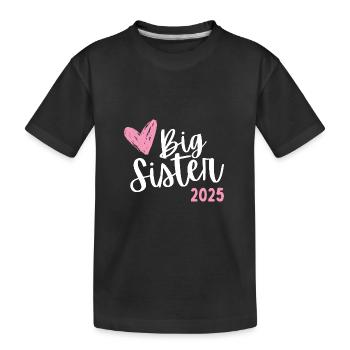 Ich werde große Schwester 2025 Regenbogen Mädchen - Kinder Premium Bio T-Shirt - Schwarz - Vorne