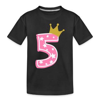 5 Krone 5. Geburtstag 5 Jahre - Kinder Premium Bio T-Shirt - Schwarz - Vorne