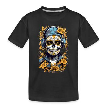 Golden Sugar Skull - Kids' Premium Organic T-Shirt - black - Front