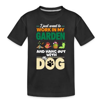 Garden Dog Gardener Allotment Flowers Funny - Kids' Premium Organic T-Shirt - black - Front