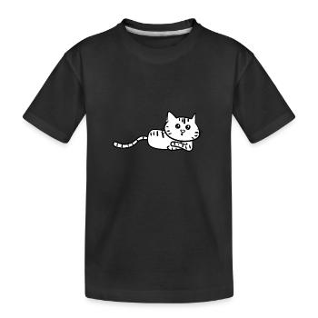 cat lying curious sweet animal - Kids' Premium Organic T-Shirt - black - Front