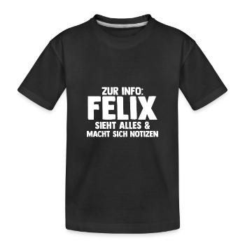 Felix - Kinder Premium Bio T-Shirt - Schwarz - Vorne