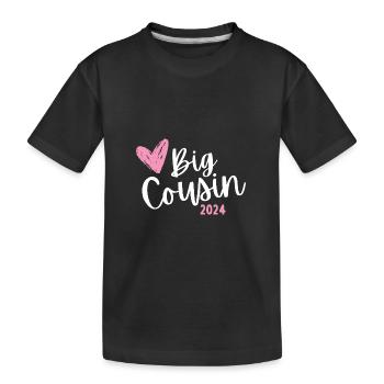 Ich werde große Cousine 2024 Herz Loading Süß - Kinder Premium Bio T-Shirt - Schwarz - Vorne