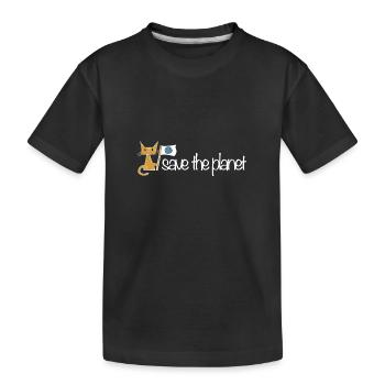 sauver la planète protection du climat chat - T-shirt bio Premium Enfant - noir - Devant