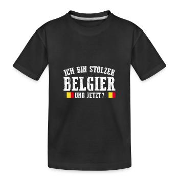 Belgier Belgisch Belgien - Kinder Premium Bio T-Shirt - Schwarz - Vorne