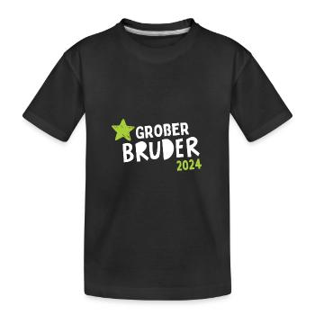Ich werde Großer Bruder 2024 Loading Krone BÄM - Kinder Premium Bio T-Shirt - Schwarz - Vorne