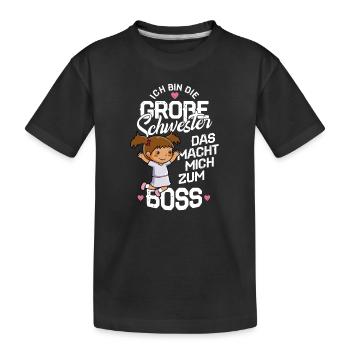 Große Schwester Spruch Schwangerschaft Mädchen - Kinder Premium Bio T-Shirt - Schwarz - Vorne