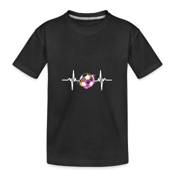 Fußball Mädchen Herzschlag Fußballerin Spielerin - Kinder Premium Bio T-Shirt - Schwarz - Vorne