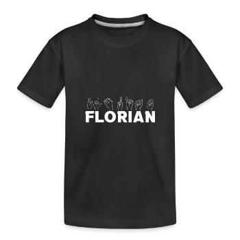 Gebärdensprache Florian - Kinder Premium Bio T-Shirt - Schwarz - Vorne