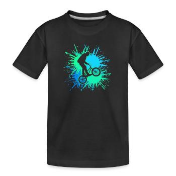 Fahrrad BMX Wheelie MTB Mountainbike - Kinder Premium Bio T-Shirt - Schwarz - Vorne