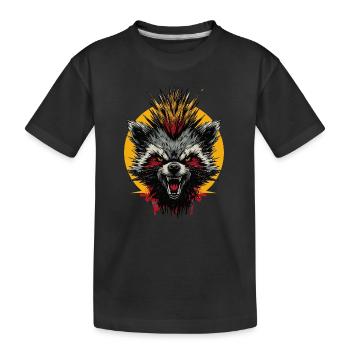 Grimmiger Punkrock Waschbär - Kinder Premium Bio T-Shirt - Schwarz - Vorne