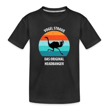 Strauß Ostrich Vogel Strauß Ornithologie - Kinder Premium Bio T-Shirt - Schwarz - Vorne