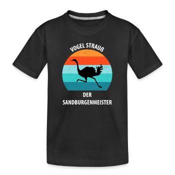 Strauß Ostrich Vogel Strauß Ornithologie - Kinder Premium Bio T-Shirt - Schwarz - Vorne