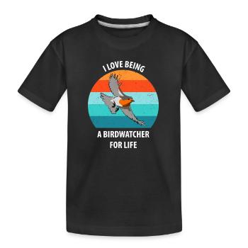 Vogelbeobachtung Vögel Beobachten Birding Vogel - Kinder Premium Bio T-Shirt - Schwarz - Vorne