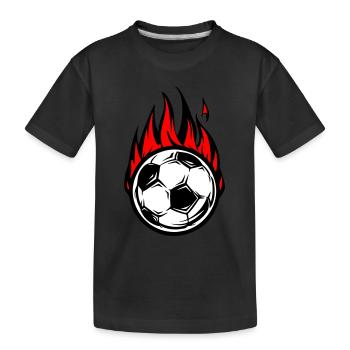 Football burns fire - Kids' Premium Organic T-Shirt - black - Front