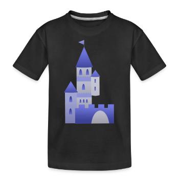 Burg Ritter Schloss Türme Festung Ritterburg Mauer - Kinder Premium Bio T-Shirt - Schwarz - Vorne