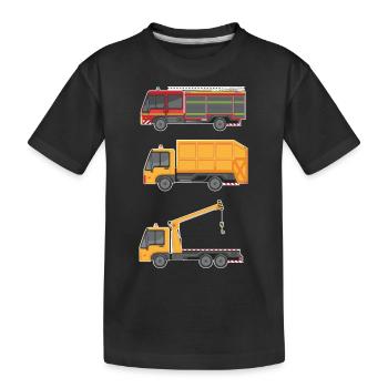 Construction Camion De Pompier Pour Garçon - T-shirt bio Premium Enfant - noir - Devant