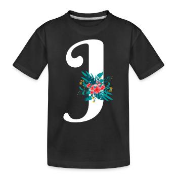 lettre J fleuris - T-shirt bio Premium Enfant - noir - Devant