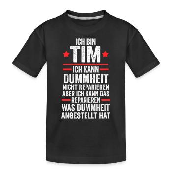 Tim - Kinder Premium Bio T-Shirt - Schwarz - Vorne