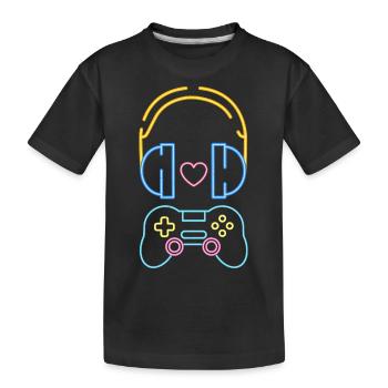 Love Gaming & Music - Nerd - Kinder Premium Bio T-Shirt - Schwarz - Vorne