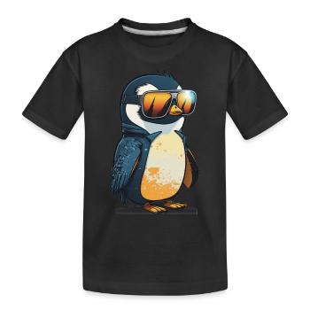 Cool penguin with sunglasses - Kids' Premium Organic T-Shirt - black - Front