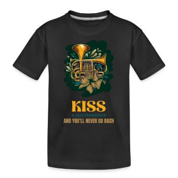 KISS A JAZZ TRUMPETER AND YOU'LL NEVER GO BACH - Kids' Premium Organic T-Shirt - black - Front