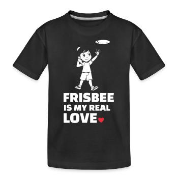 I love Frisbee - Kids' Premium Organic T-Shirt - black - Front