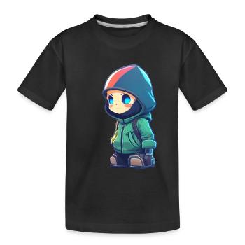 Cooler Cartoon-Hacker - Kinder Premium Bio T-Shirt - Schwarz - Vorne