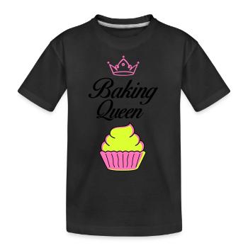 baking queen - Kids' Premium Organic T-Shirt - black - Front