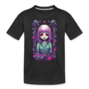 Pastel Goth Anime Gothic Girl Liebesdesign - Kinder Premium Bio T-Shirt - Schwarz - Vorne