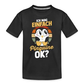 Pinguin - Kinder Premium Bio T-Shirt - Schwarz - Vorne