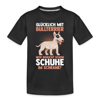 Hund Bullterrier - Kinder Premium Bio T-Shirt - Schwarz - Vorne