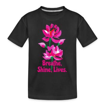Aquarell Lotusblumen - Kinder Premium Bio T-Shirt - Schwarz - Vorne