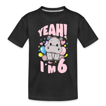 6 Years Old Bday Party 6th Birthday Girl Hippo - Kinder Premium Bio T-Shirt - Schwarz - Vorne
