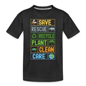 Speichern Retten Recyceln Anlage Saubere Pflege - Kinder Premium Bio T-Shirt - Schwarz - Vorne