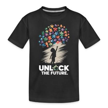 Autismus - Unlock the Future – Puzzlekind - Kinder Premium Bio T-Shirt - Schwarz - Vorne