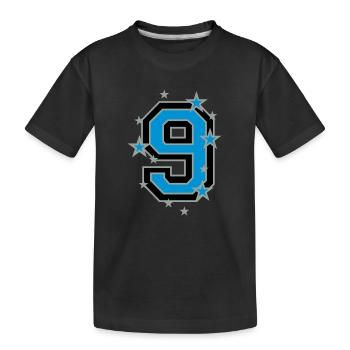 Mit Sterne verzierte Nummer Neun - Kinder Premium Bio T-Shirt - Schwarz - Vorne