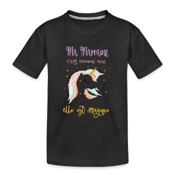ma marraine c'est comme une licorne - T-shirt bio Premium Enfant - noir - Devant