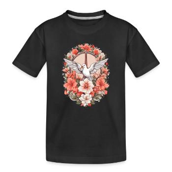 Friedenszeichen mit Taube - Kinder Premium Bio T-Shirt - Schwarz - Vorne