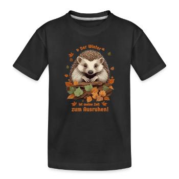 Süßer Igel im Laubhaufen - Kinder Premium Bio T-Shirt - Schwarz - Vorne