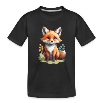 Mignon petit renard - T-shirt bio Premium Enfant - noir - Devant
