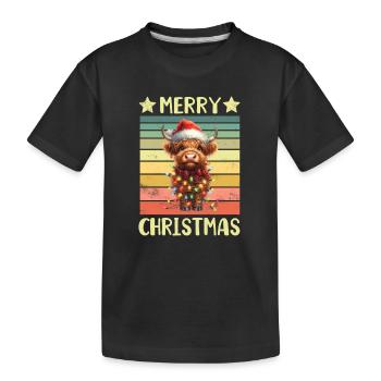 Schottisches Hochlandrind Kuh - Kinder Premium Bio T-Shirt - Schwarz - Vorne