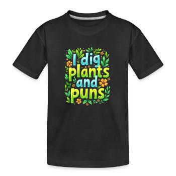 J’ADORE LES PLANTES ET LES JEUX DE MOTS - T-shirt bio Premium Enfant - noir - Devant