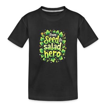 VOM SAMEN ZUM SALATHELDEN - Kinder Premium Bio T-Shirt - Schwarz - Vorne