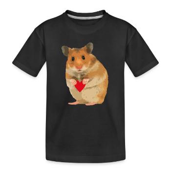 Hamster Menno with heart - Kids' Premium Organic T-Shirt - black - Front