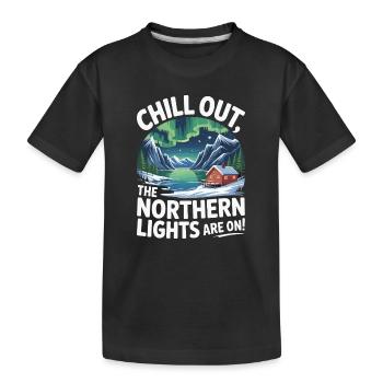 Détendez-vous - les aurores boréales sont allumées ! - T-shirt bio Premium Enfant - noir - Devant
