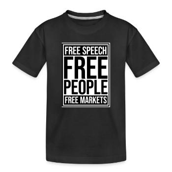 Free Speech Markets People Libertarian Freedom Logo - Kids' Premium Organic T-Shirt - black - Front
