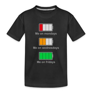Mein Akku während der Woche - Kinder Premium Bio T-Shirt - Schwarz - Vorne