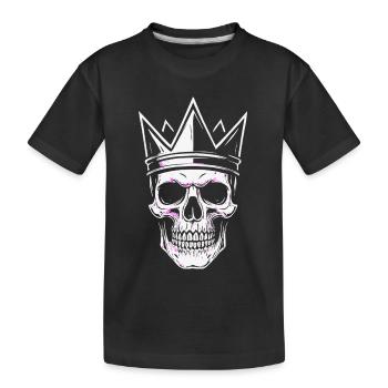 Skull King Totenkopf Krone Motiv - Kinder Premium Bio T-Shirt - Schwarz - Vorne